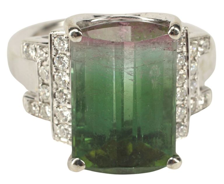 14k white gold tourmaline ring