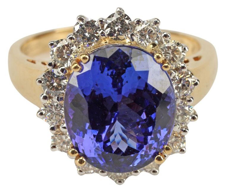 18k gold tanzanite and diamond ring