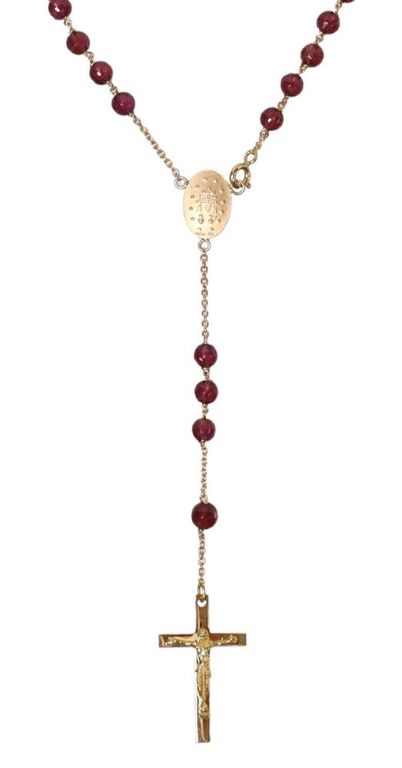 18k gold and rhodolite garnet rosary