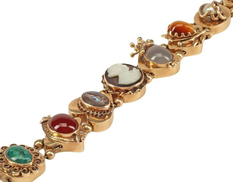 14k yellow gold slide charm bracelet