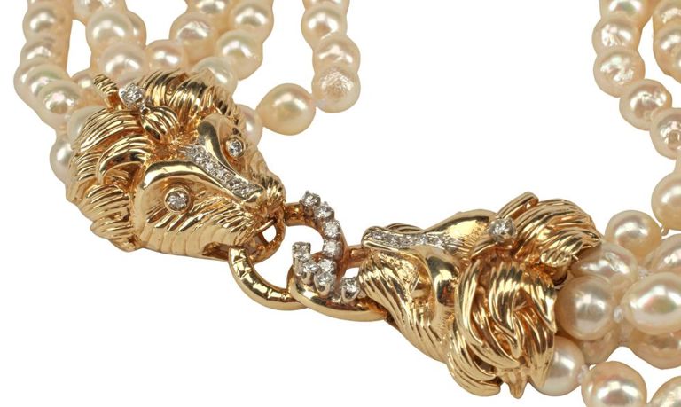 14k yellow gold collar pearl necklace