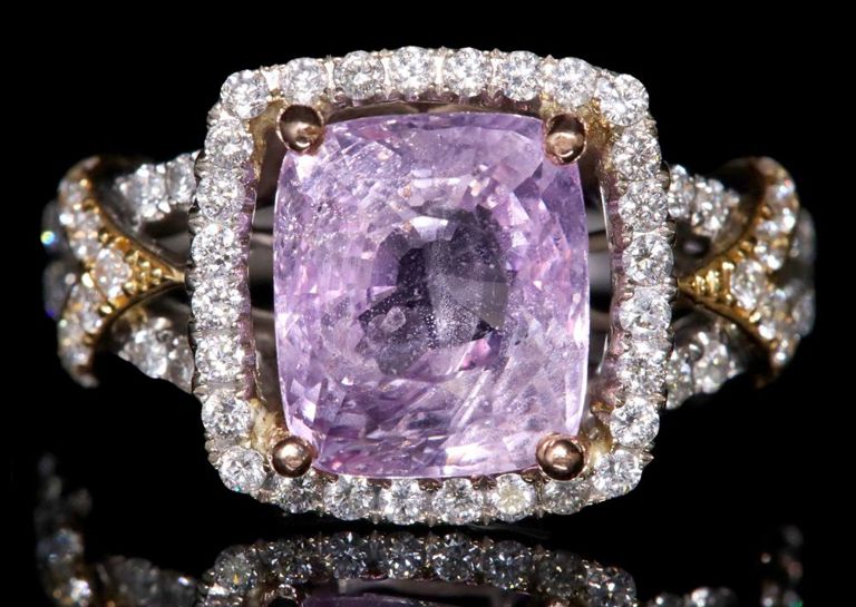 18k gold pink sapphire and diamond ring