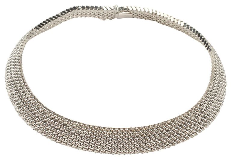 14k white gold collar necklace