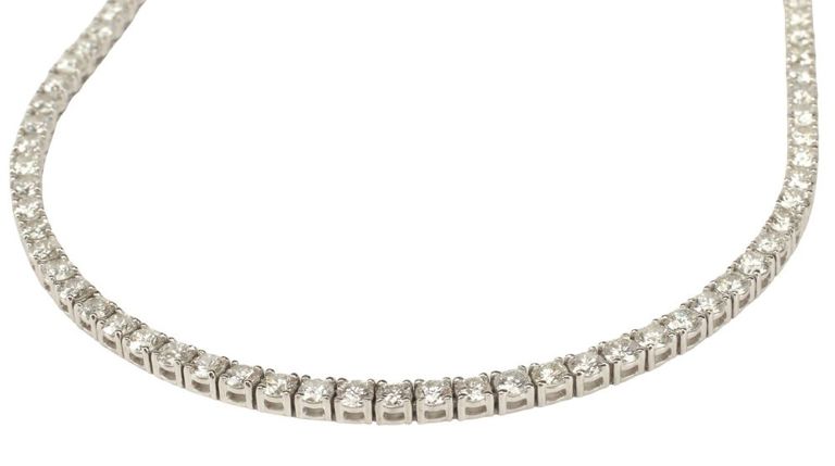 14k white gold diamond tennis necklace