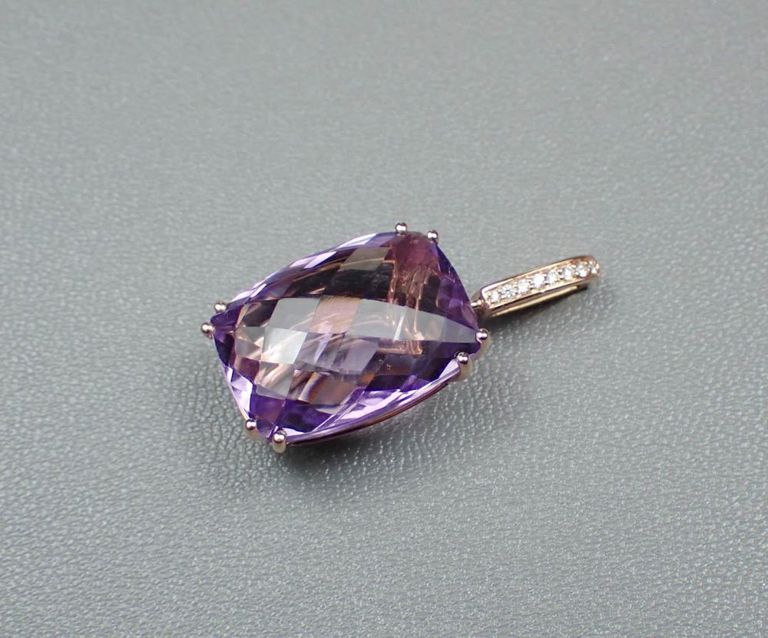 14k rose gold amethyst pendant