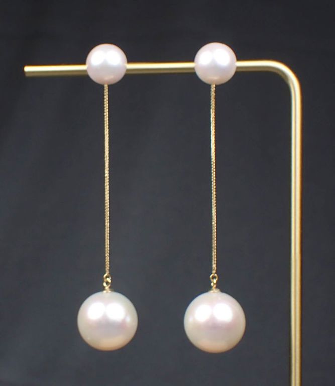 18k yellow gold pearl ear studs