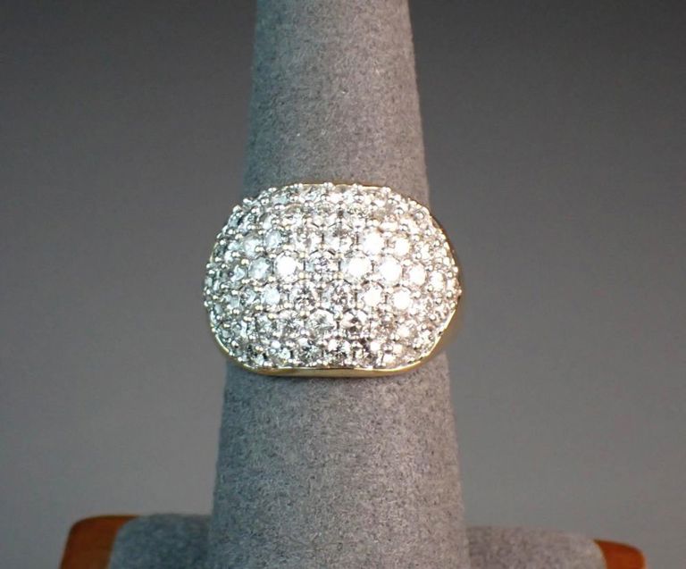 10k two-tone gold diamond dome ring