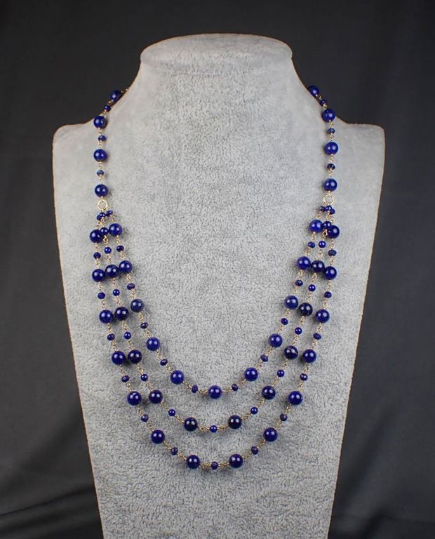 14k yellow gold lapis lazuli necklace