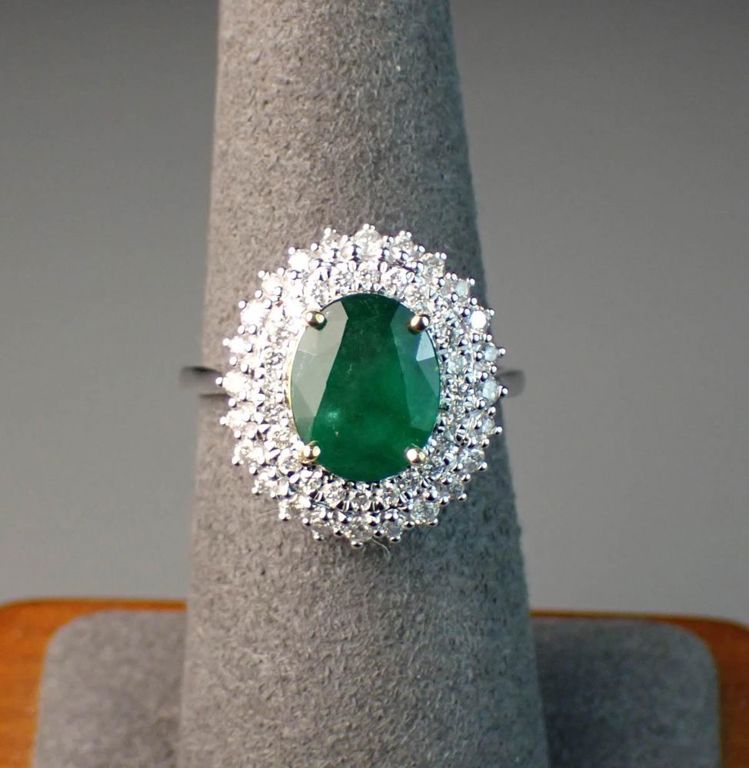 14k gold emerald diamond ring