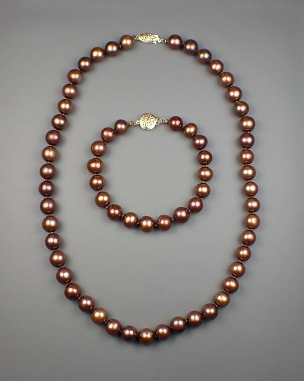14k yellow gold pearl jewelry set