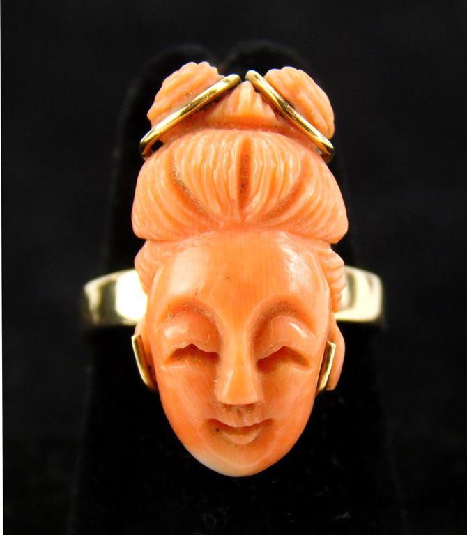 18k gold coral ring