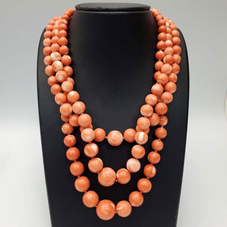 14k gold beaded coral necklace