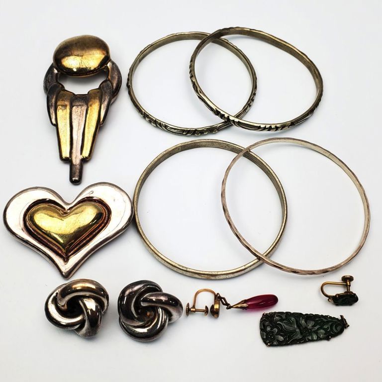 Sterling silver and 10k gold jewelry lot