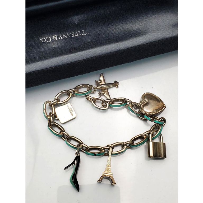 Sterling silver and enamel charm bracelet