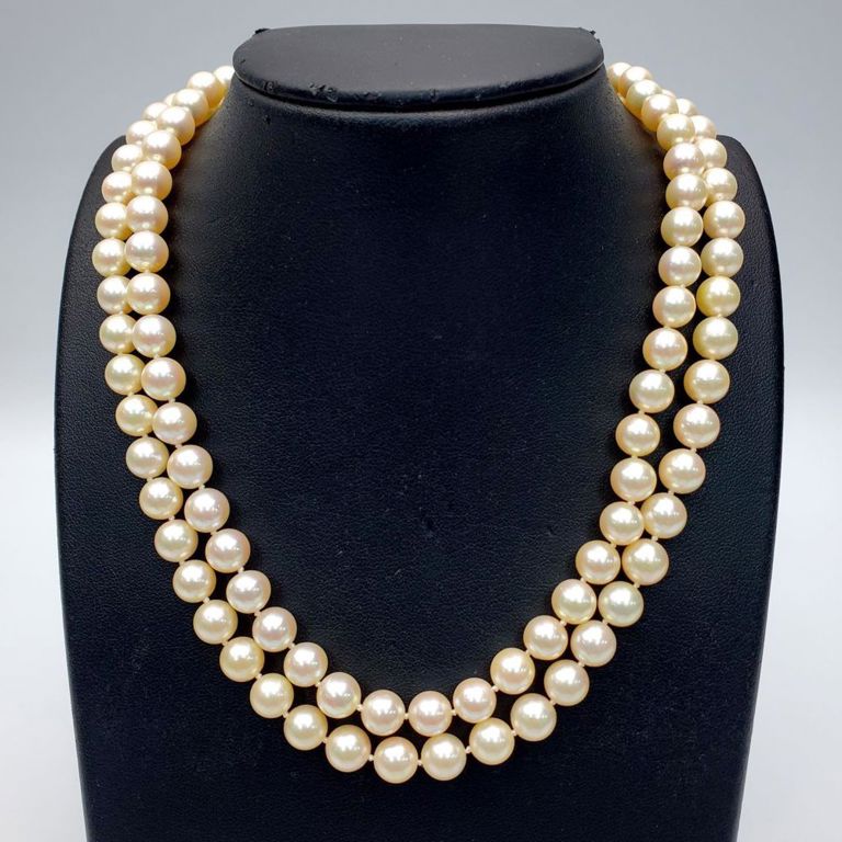 14k white gold double strand diamond necklace