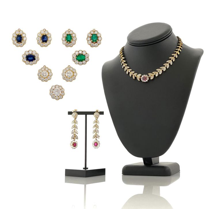 18k yellow gold gemstone jewelry set