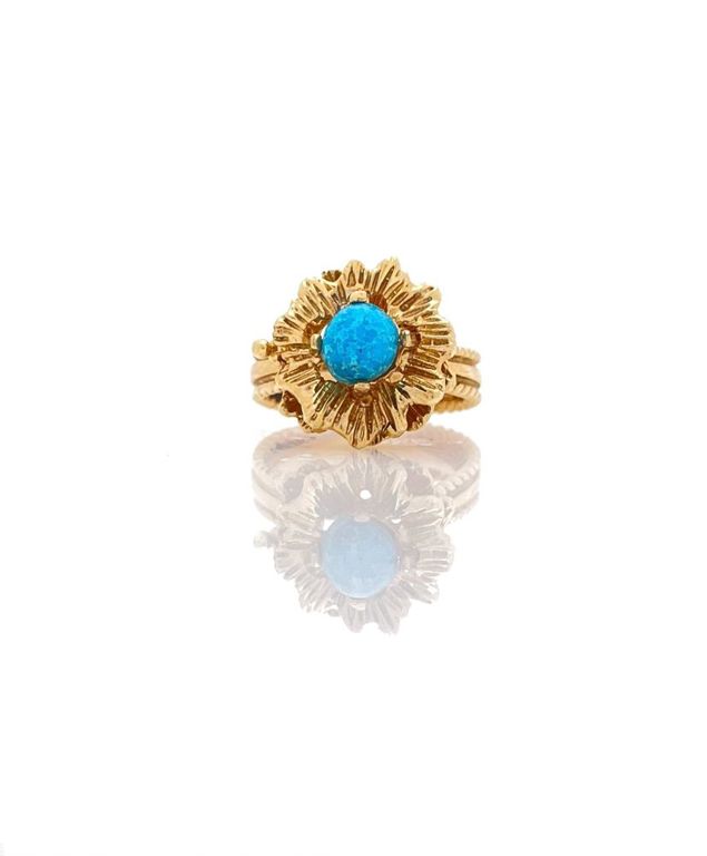 14k yellow gold turquoise ring