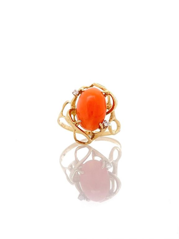 14k yellow gold coral ring