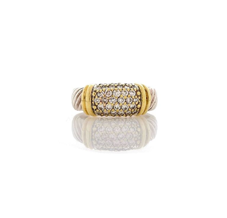 18k yellow gold and sterling silver diamond ring