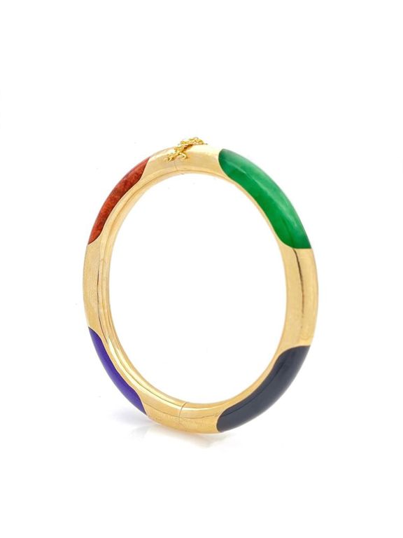 14k yellow gold hinged jade bracelet