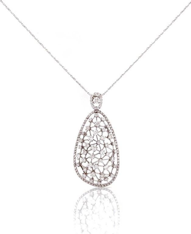 14k white gold diamond pendant necklace
