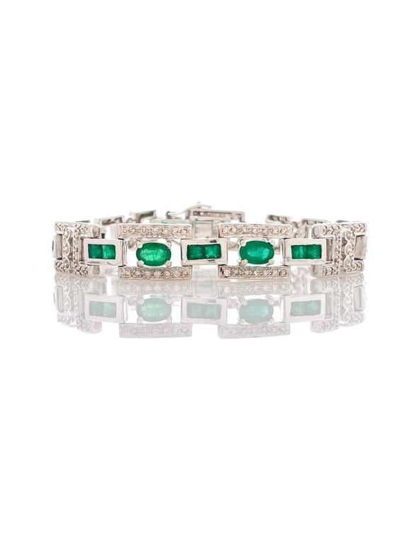 14k white gold emerald bracelet