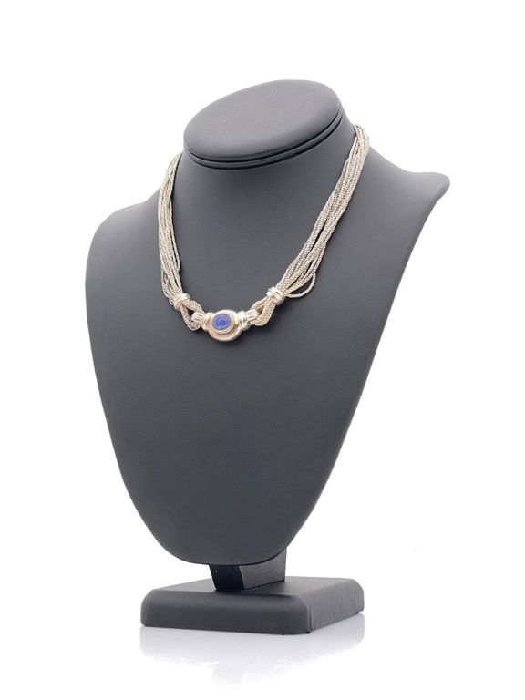 Sterling silver lapis multi-strand necklace