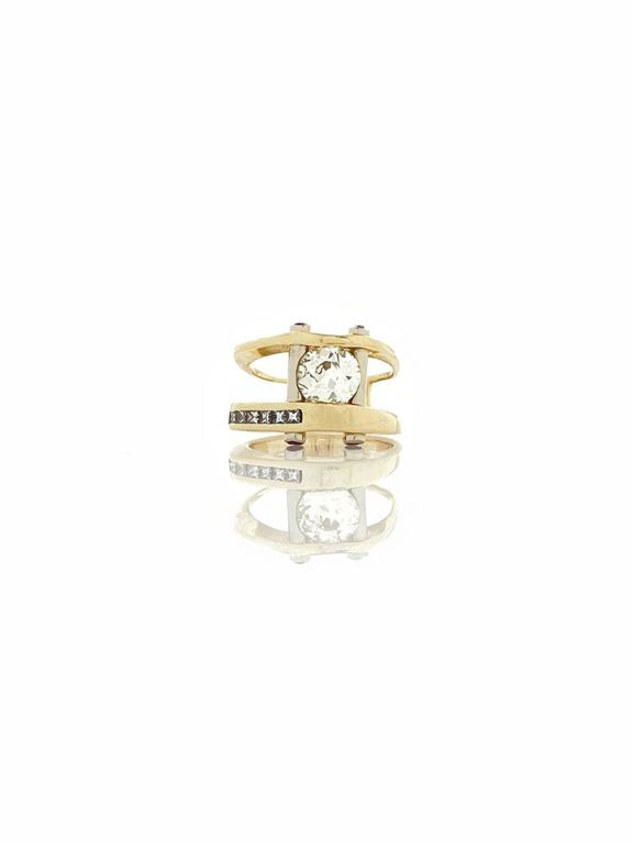 14k yellow gold diamond ruby ring
