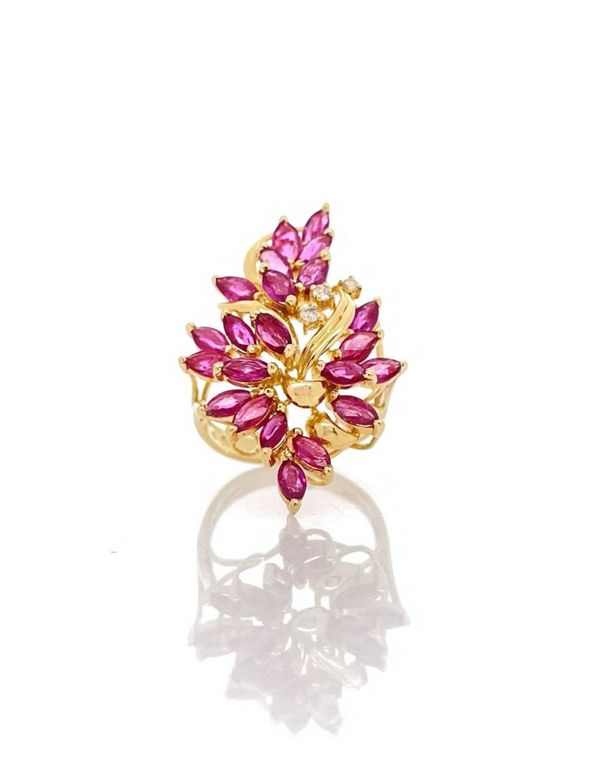 14k yellow gold cocktail sapphire ring