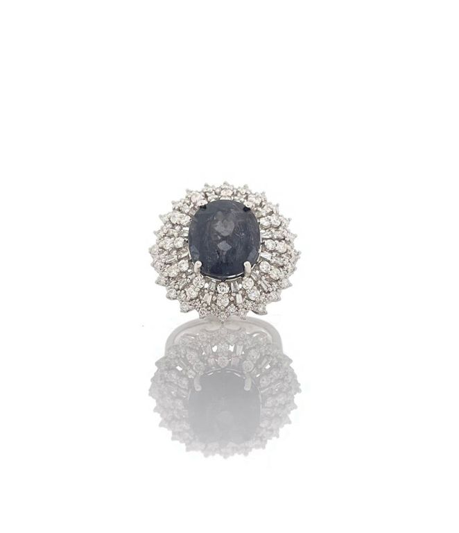 Platinum tourmaline diamond ring
