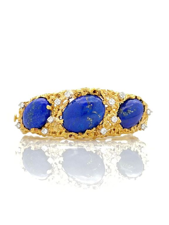 18k yellow gold hinged lapis lazuli bracelet