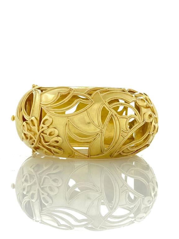 Art Nouveau 18k yellow gold bangle bracelet