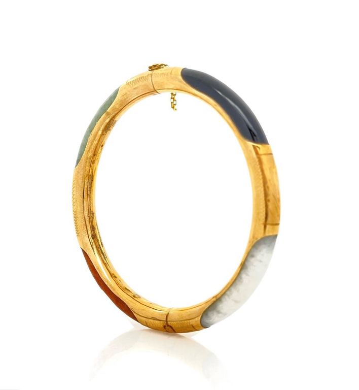 14k yellow gold hinged jade bracelet