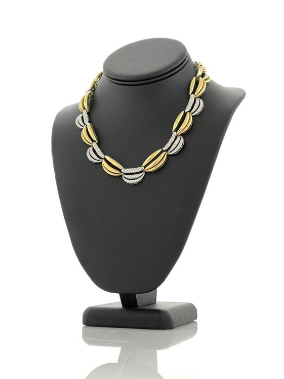 18k yellow gold link diamond necklace