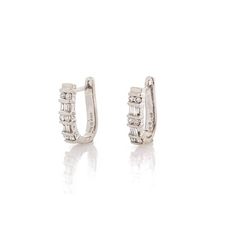 14k gold hoop diamond earrings