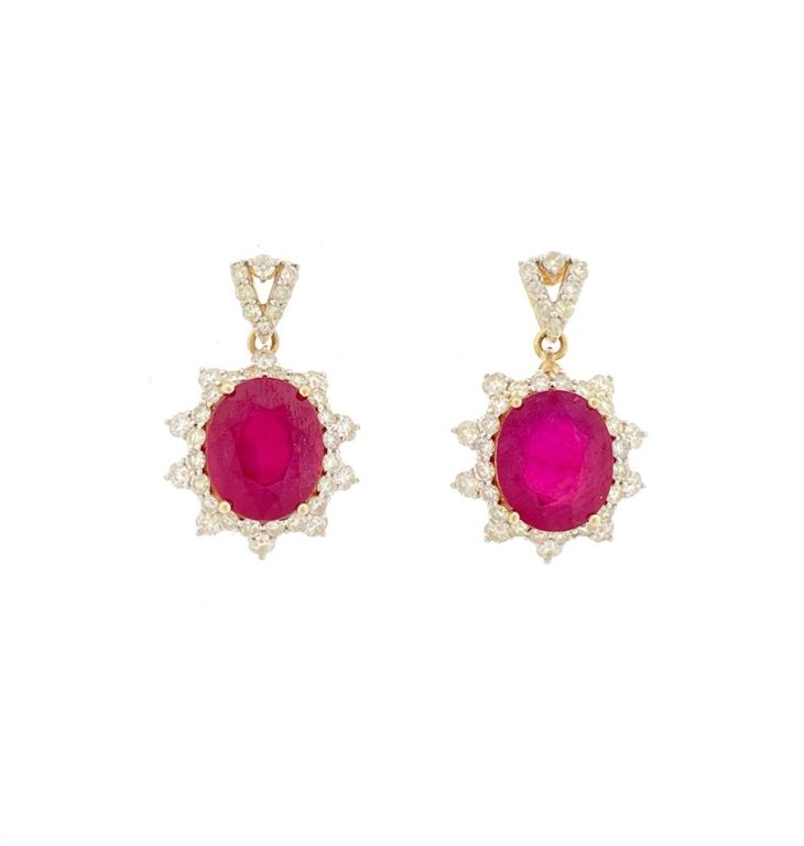 14k yellow gold ruby diamond earrings