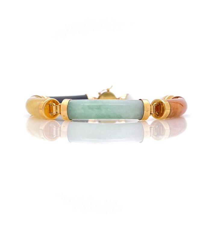 14k yellow gold link jade bracelet