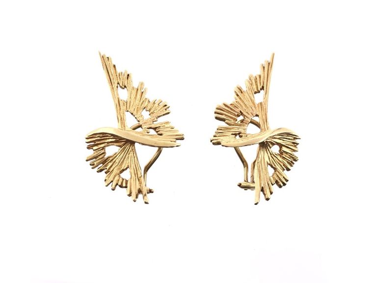 Vintage 14k gold textured modernist earrings