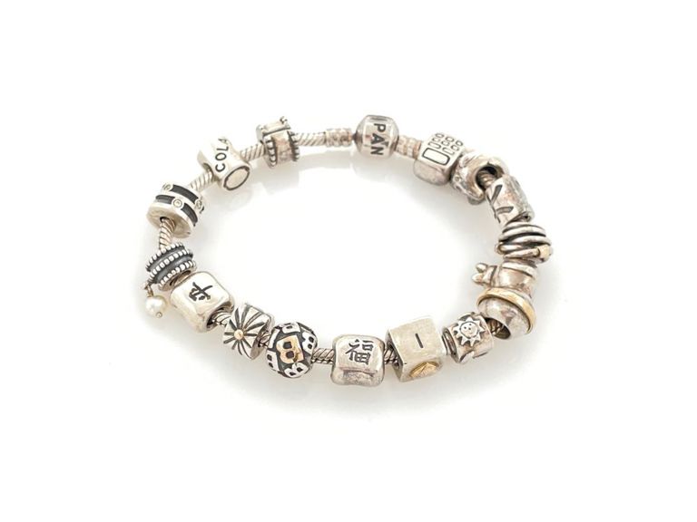 Sterling silver Pandora charm bracelet