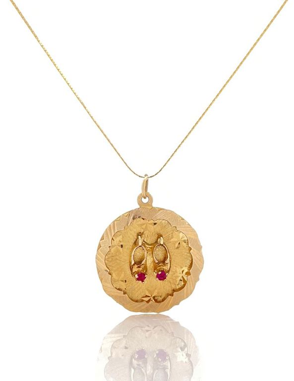 14k yellow gold pink tourmaline pendant necklace