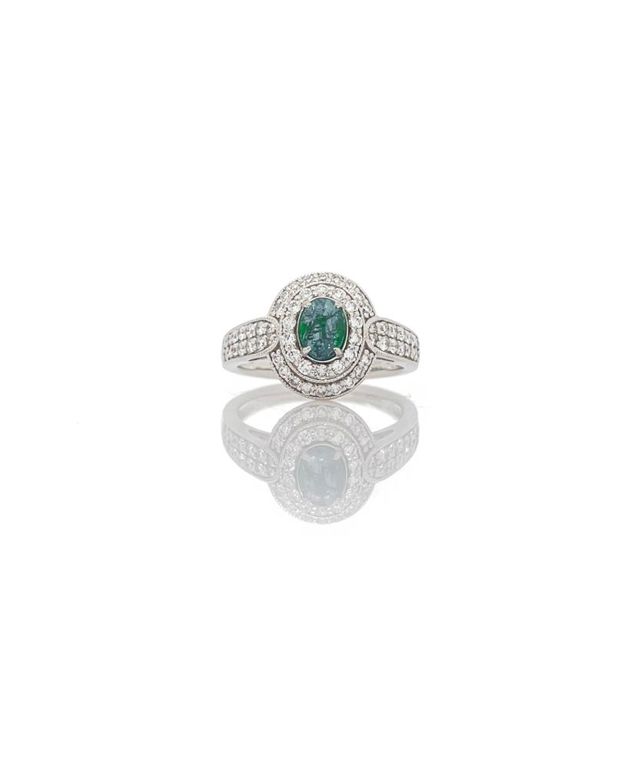 Platinum alexandrite and diamond ring