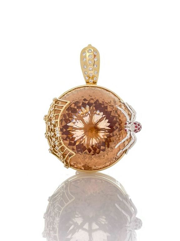 14k two-tone gold topaz pendant