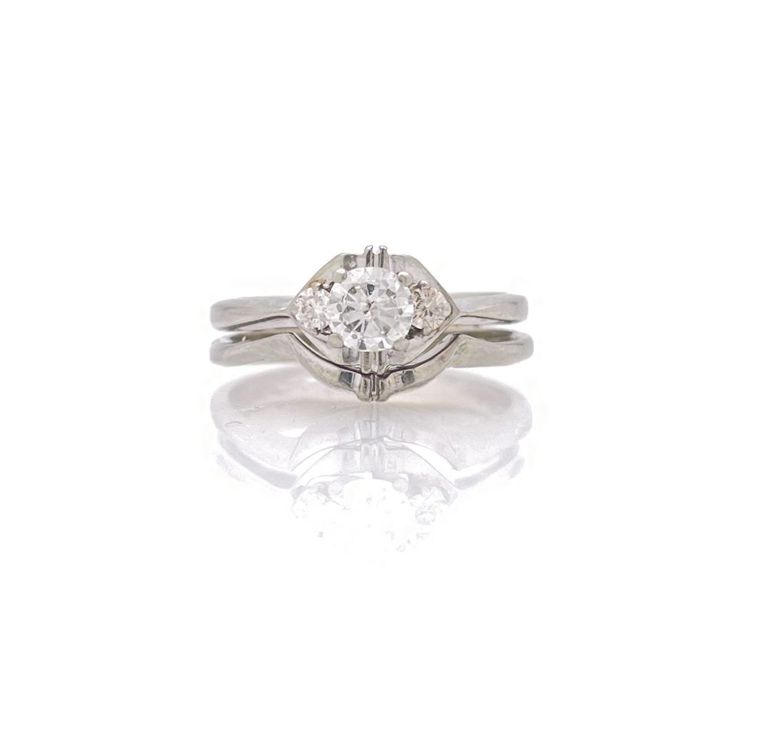 18k white gold diamond wedding set