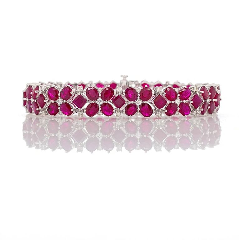 Platinum ruby and diamond bracelet