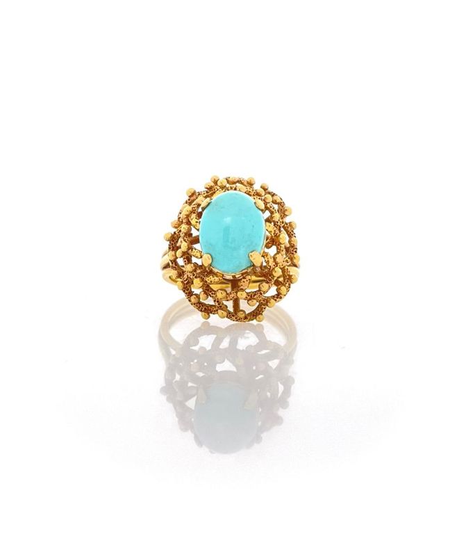 14k yellow gold turquoise ring