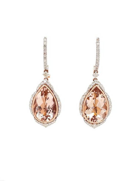 14k rose and yellow gold morganite earrings