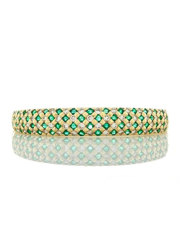 14k yellow gold diamond and emerald bracelet