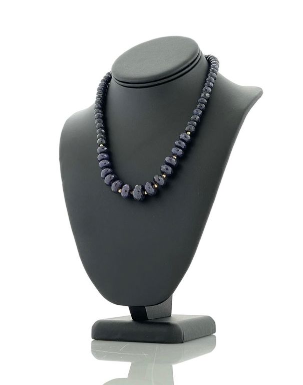 14k yellow gold blue sapphire necklace