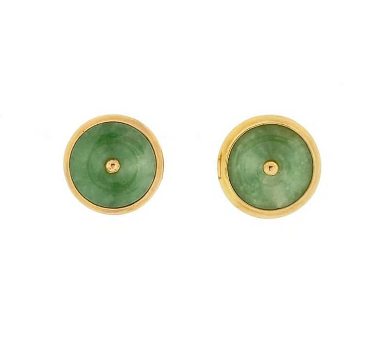 14k yellow gold jade earrings