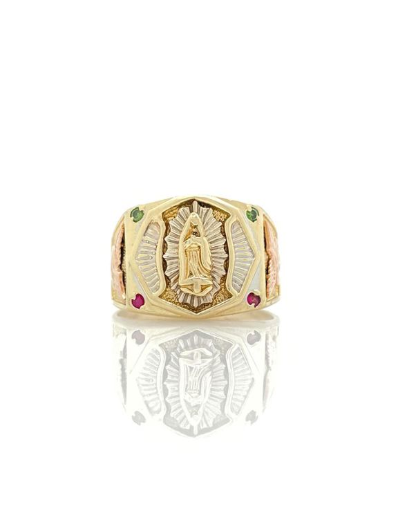 14k yellow gold Virgin Mary ring